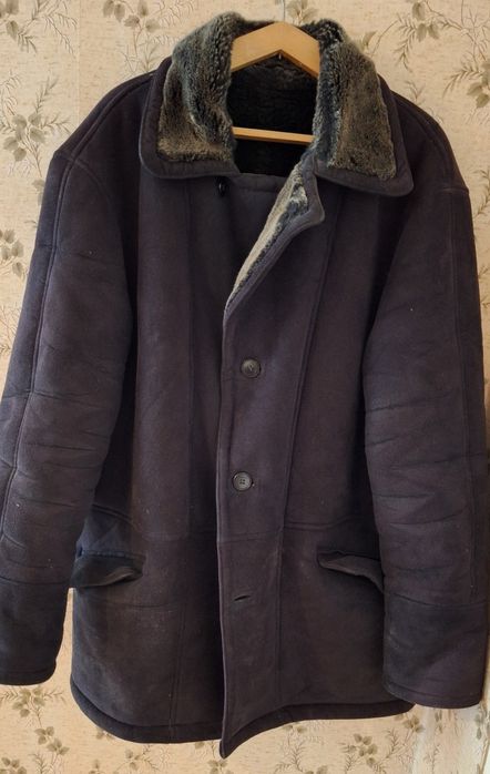 Тепла чоловіча дублянка (темно-сіра / графіт), розмір 56 (3XL)