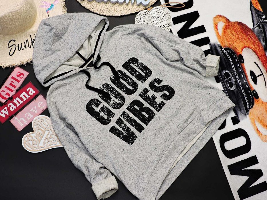 Reserved Bluza overszie good vibes kaptur S