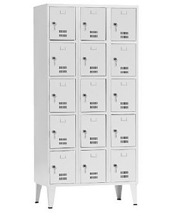 Vestiários de 6 cacifos sobrepostos em chapa cinza