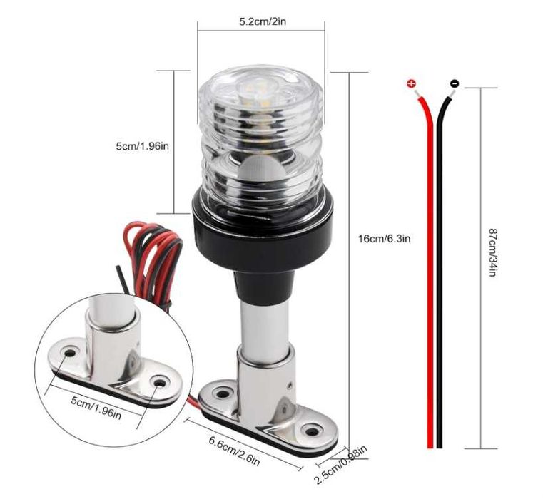 Навігаційна лампа Geloo сигнальний ліхтар Фургону Катеру 4000-4500K