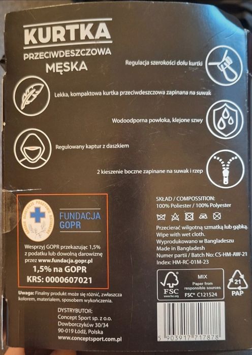 Kurtka przeciwdeszczowa męska HiMountain