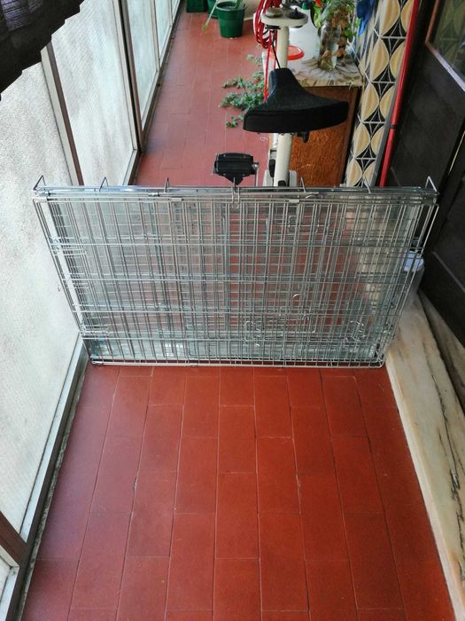 Transportadora metálica cromada 89x60x66cm para animais