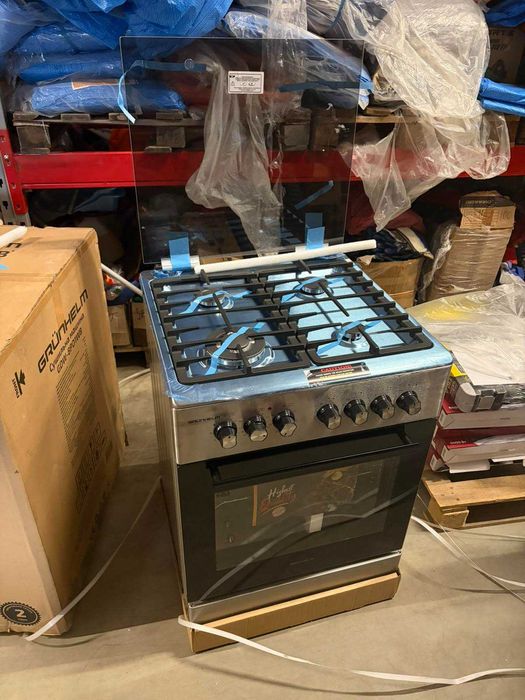 Плита газоелектр. 60см - F66234I, нержавійка, чавунна решітка (GRUNHELM)