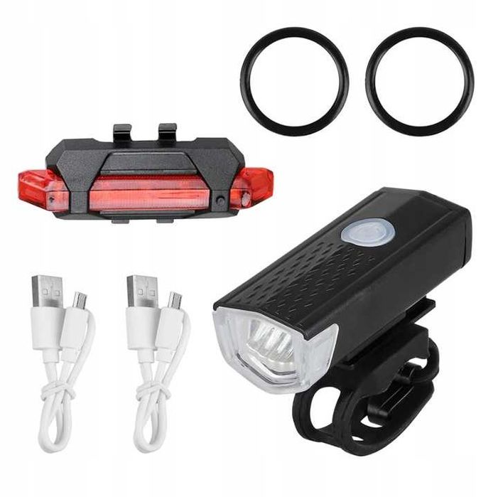 LAMPKA rowerowa LED przód tył zestaw do roweru USB