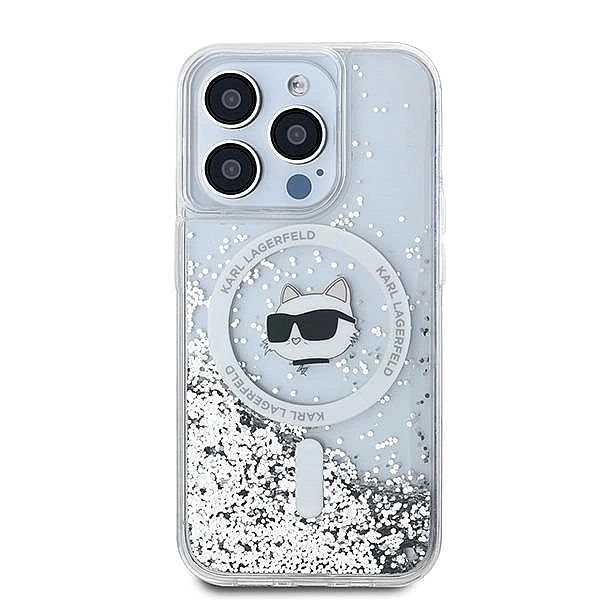 Etui Karl Lagerfeld Liquid Glitter Choupette Head MagSafe na iPhone 15