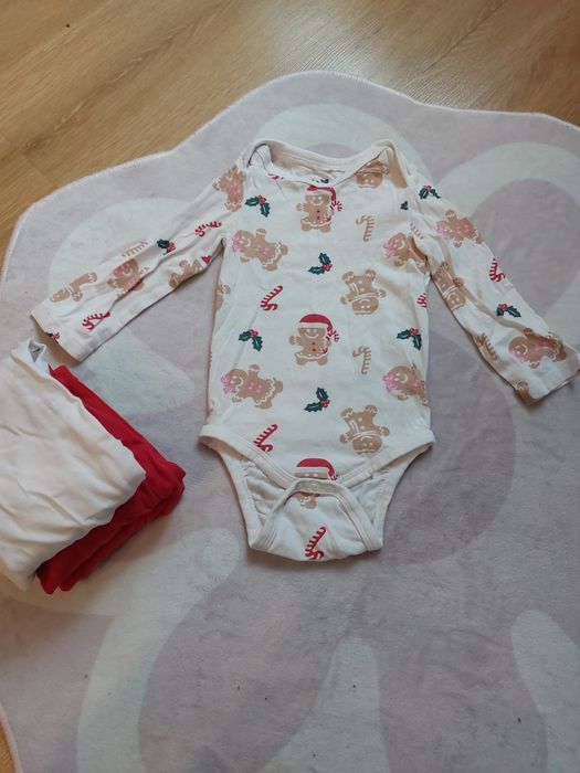Świąteczna paka ubrań dla dziewczynki ubranka na święta body legginsy