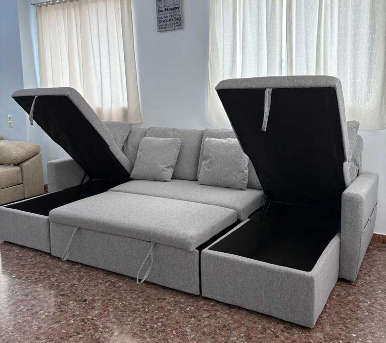 Sofá-cama de casal completamente novo com chaise longue + portes por 610€!