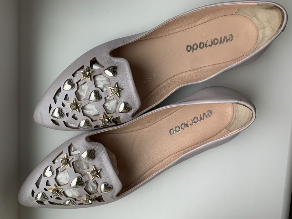 Шкіряні балетки/лофери Evromoda (Туреччина) з декором