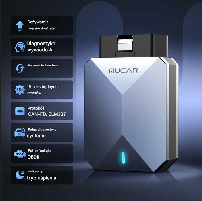 Mucar BT200 Max interfejs diagnostyczny Bluetooth iOS Android j polski