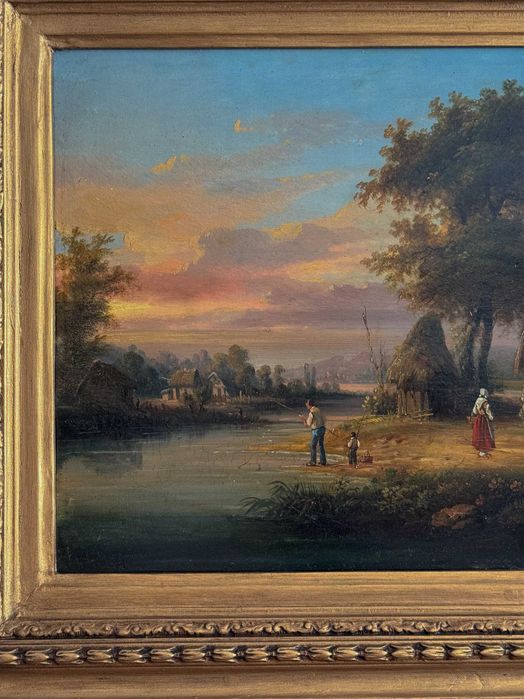 Pintura família Henri Desfontaines Barbizon | século XIX