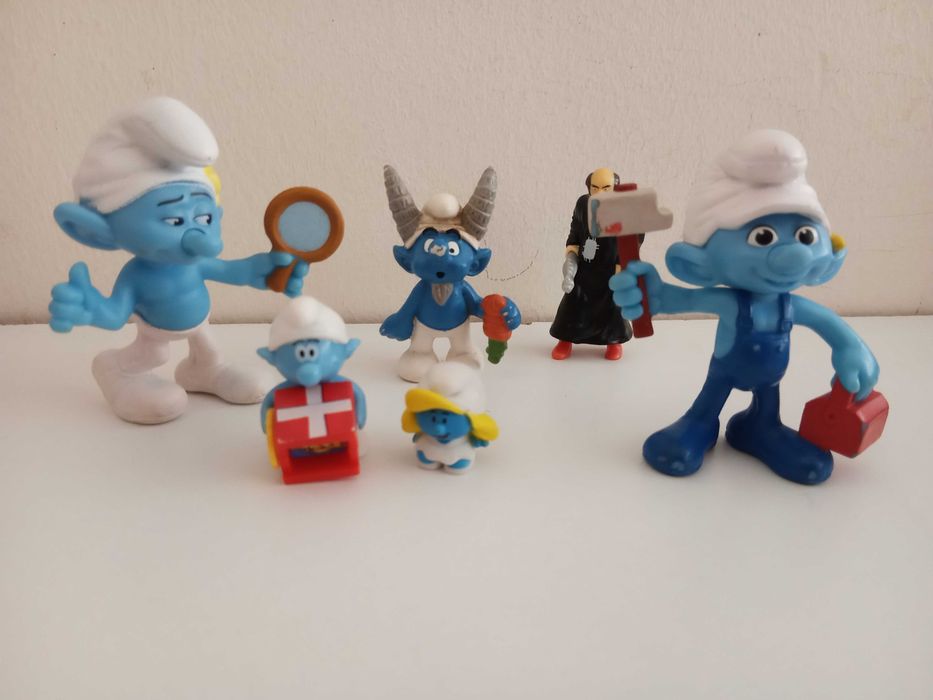 6 Figuras The Smurfs: Feiticeiro Gargamel, Presente, Handyman, Mini, Vanity e Capricórnio