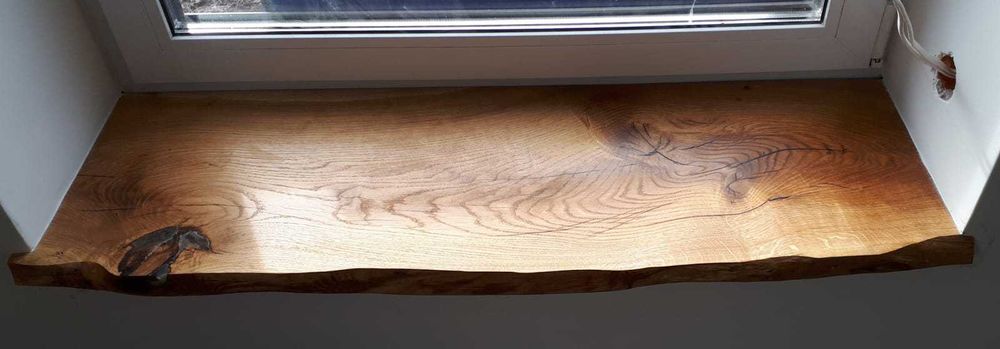 Parapety z duszą naturalny dąb, żywa krawędź, styl live edge drewniane