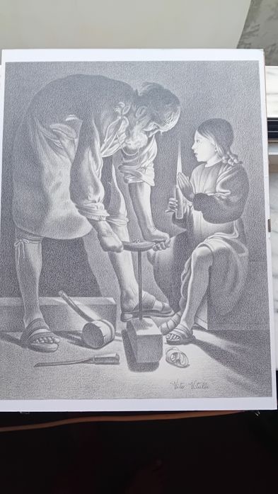 Desenho a Carvão Pintor  Contemporaneo