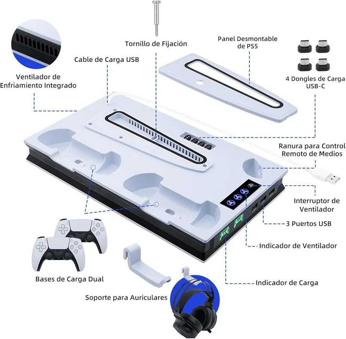 Suporte vertical ventiladores de refrigeração PS5/PS5 Slim