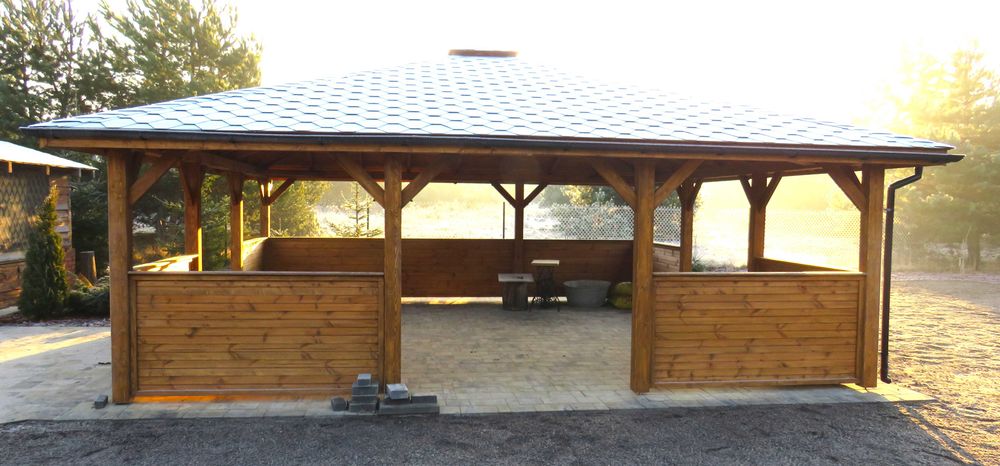 Drewniana Altana Ogrodowa 3x3m, Zadaszenie, Pergola