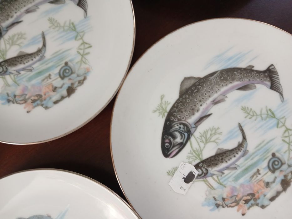 Japońska porcelana talerze z rybkami ryby 5 sztuk