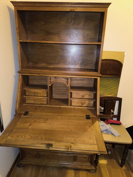 Secretária Papeleira Vintage em Madeira Maciça (com Gavetinhas)