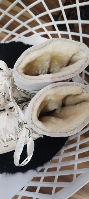 buty śniegowce beżowe śliczne r 39 40
