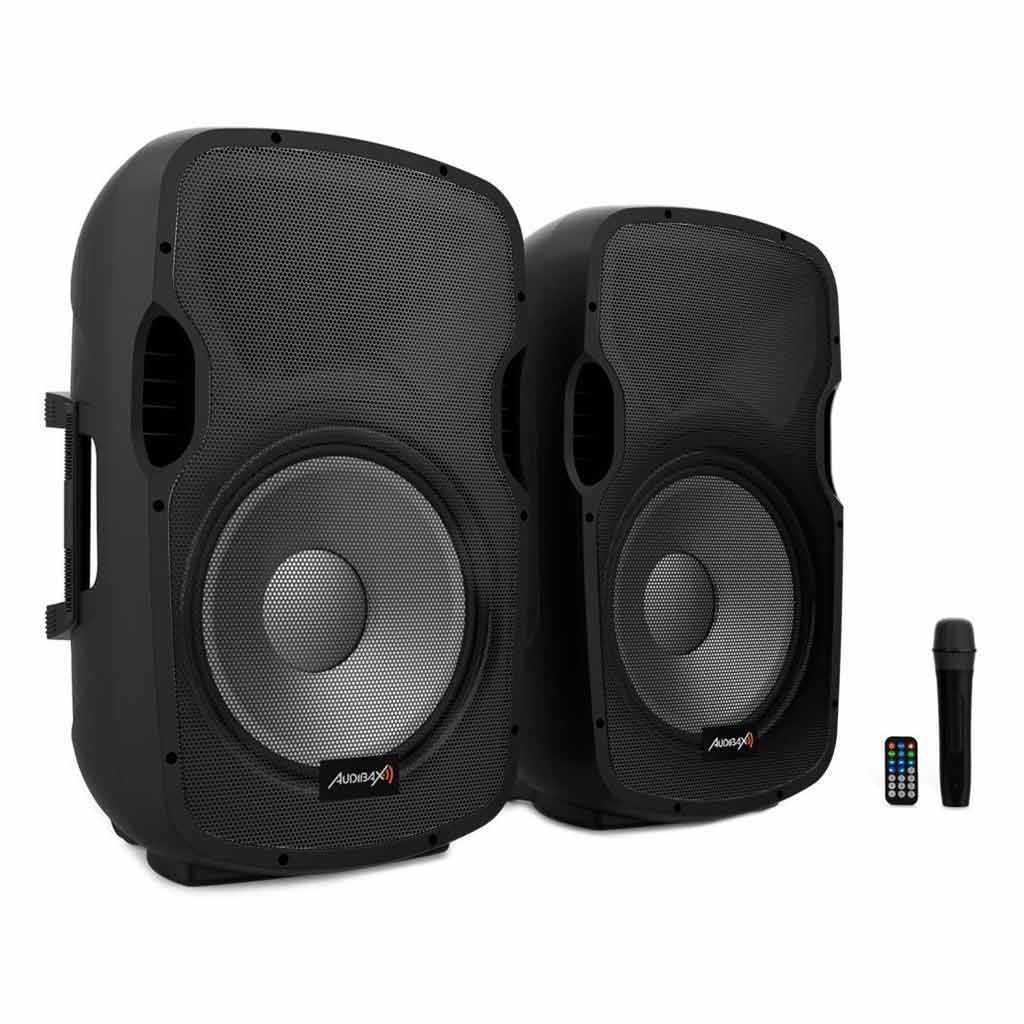 Set Colunas Som Amplificadas 2x 15 1200W Pico Bluetooth Micro