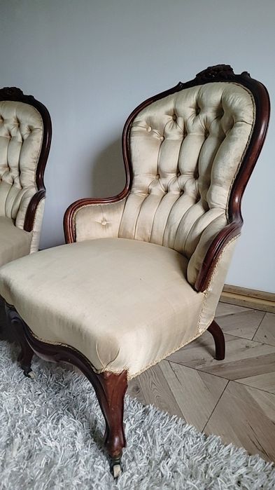 Oryginalne  Fotele ludwikowskie gobelinowe wyszywane