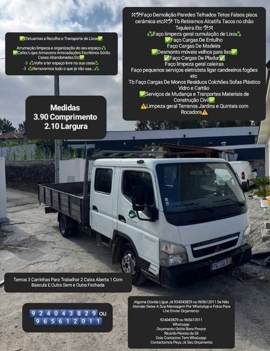 Demolição e Recolha de Entulho Madeira Pladur Monos Resíduos Sucata Serviços Mudança limpeza garagens