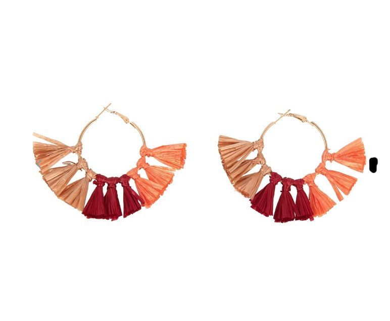 Brincos de argola com detalhe de borlas, NOVOS