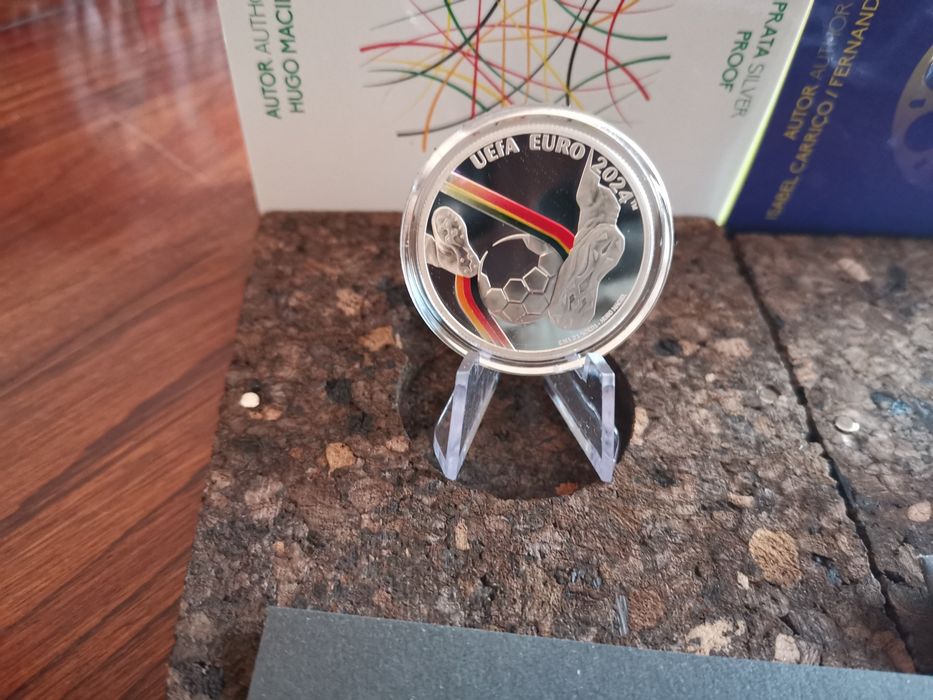 Conjunto de 2 moedas prata proof em estojo certificado