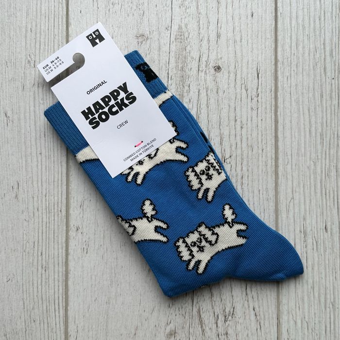 Niebieskie skarpety Happy Socks Cloud Dog crew socks uniseks P003194