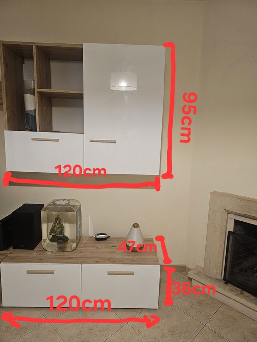 Conjunto sala branco e madeira