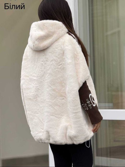 Шубка оверсайз с капюшоном Шубка под норку с лампасами Разные цвета