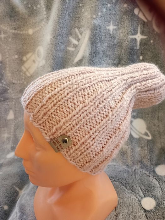 Okazja !!? Ciepła czapka robiona na drutach wełna + alpaca