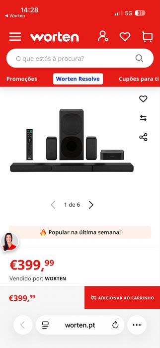 Soundbar SONY 5.1 HT-S40R (5.1 Canais - 600 W)