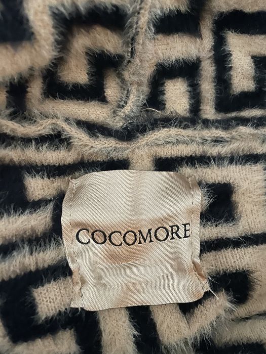 COCOMORE Płaszcz Alpaka Kaptur Czarny+Camel Labirynt