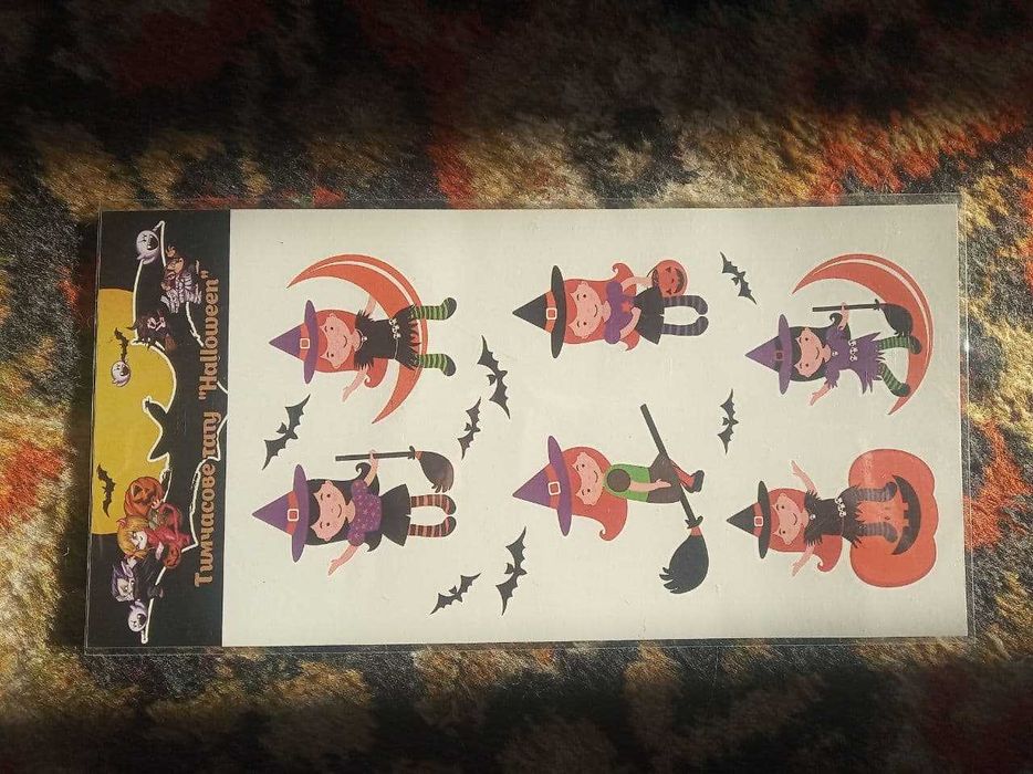 Временно тату "halloween " хэллоуин тыква ведьма