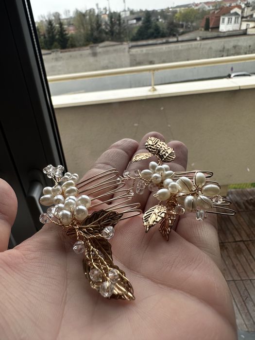 Grzebienie ślubne zlote/rose gold