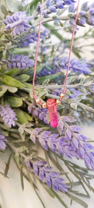 Naszyjnik/choker z kamieni naturalnych handmade, kwarc różowy