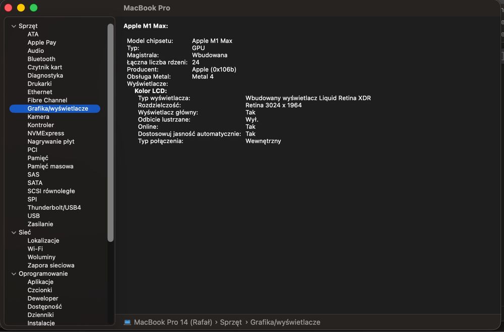 Ultrabook MacBook Pro 14,2” M1 MAX  32Gb ramu 1TB SSD