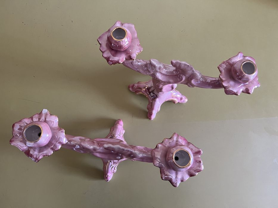 Casticais de ceramica rosa