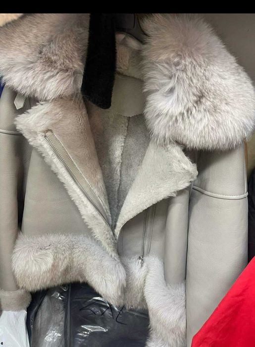 Kożuch naturalny nowość promocja kurtka z futrem naturalnym