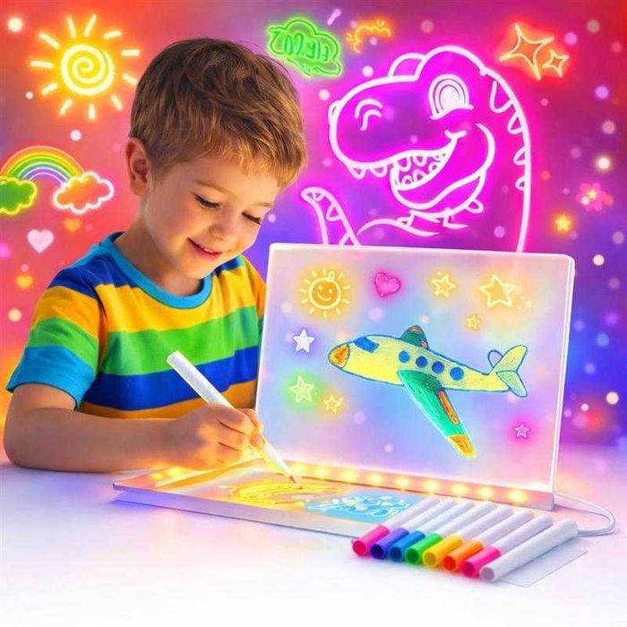 Tablica podświetlana do rysowania dla dzieci LED zmywalna pisaki