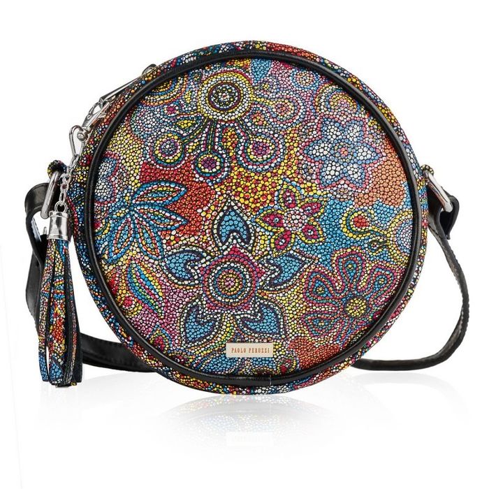 stylowa skórzana okrągła torebka damska na ramię z-11-o