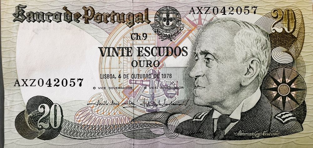 Nota de 20 escudos de 1978 em muito bom estado