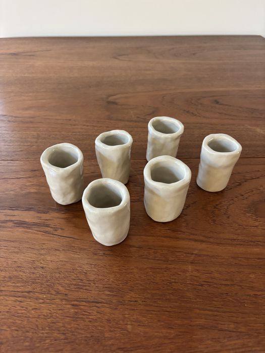 Ręcznie robione czarki ceramiczne espresso / tea 50 ml wabi-sabi beż (Zestaw 6 sztuk)