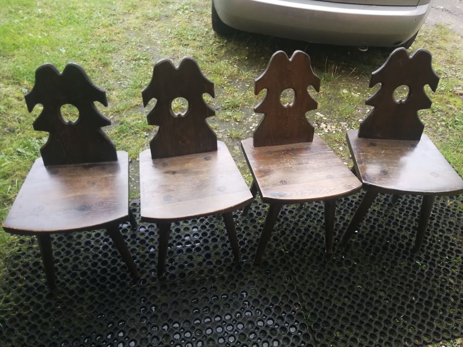 Krzesła zydle cepelia drewno w oryginale niemalowane