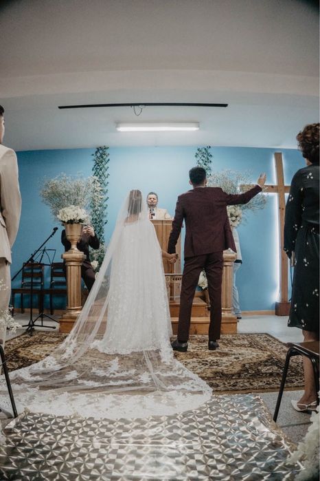 Vestido de Noiva + Véu de Noiva 2 M