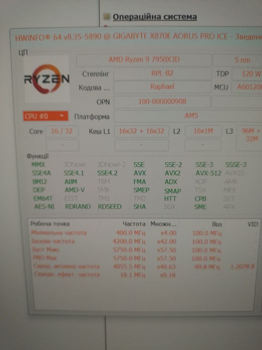 Ryzen 9 7950X3D на гарантії 16я/32п AM5 топ процесор для ігор і роботи