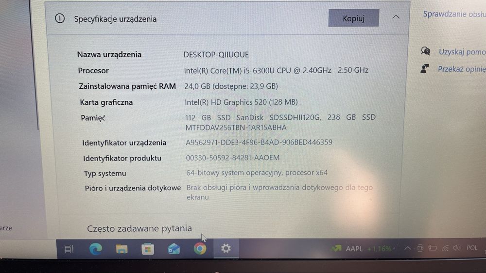Laptop HP Elitebook 840 G3 24GB ssd 340GB