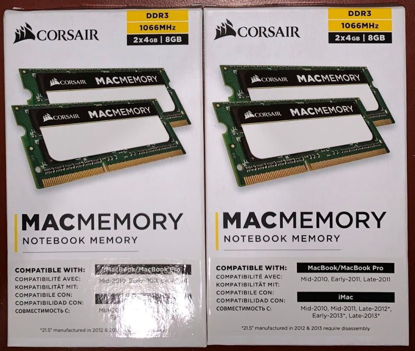 Память RAM 8GB (2x4GB) PC3-8500 DDR3-1066 PC3-10600 DDR3-1333 sodimm