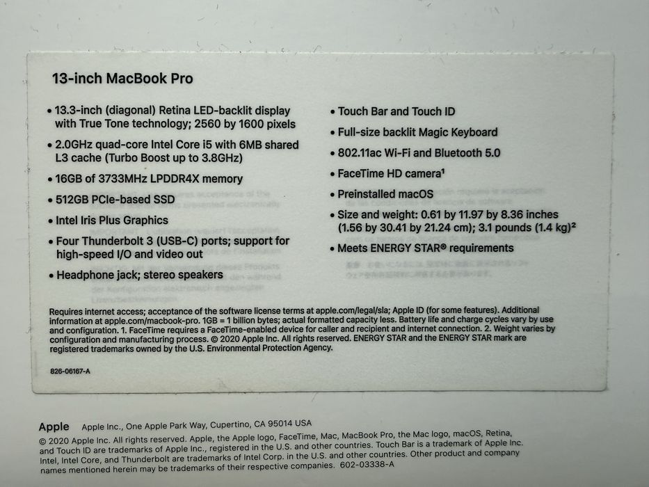 Macbook Pro 13” A2251 16/512GB touchbar stan idealny+