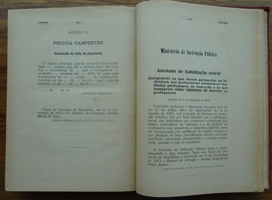 Leis Decretos e Portarias da República Portuguesa - Ano Edição 1913